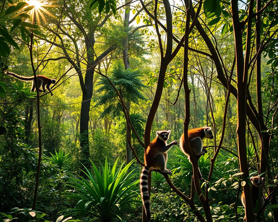 Lemuren Lebensraum in Madagaskar-Wälder Lemuren Lebensraum in Madagaskar-Wälder