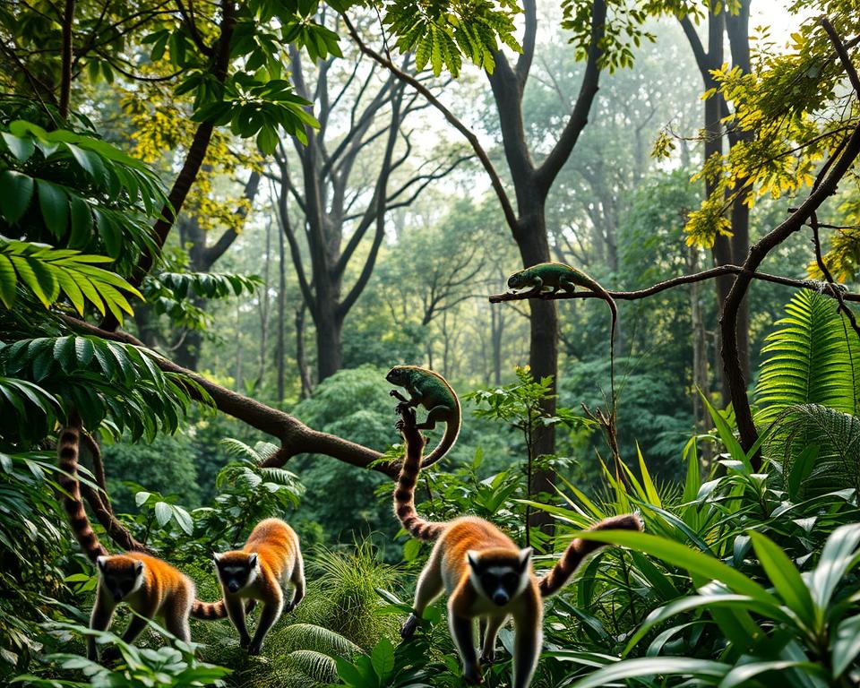 Lemuren und Chamäleons im Regenwald